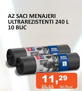 Unicarm AZ SACI MENAJERI ULTRAREZISTENTI 240 L 10 BUC Ofertă