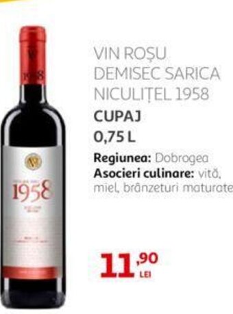 Auchan VIN ROSU DEMISEC SARICA NICULIŢEL 1958 CUPAJ Ofertă