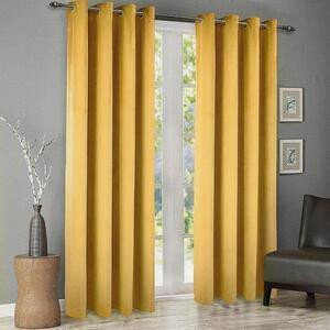 Draperie din catifea cu inele, premium, densitate 700 g/mp, galben