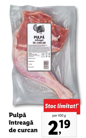 Lidl Pulpă întreagă de curcan Ofertă