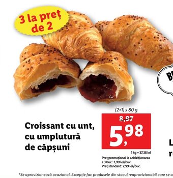 Lidl Croissant cu unt, cu umplutură de căpşuni Ofertă