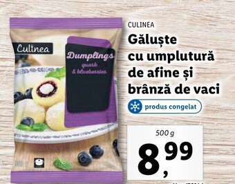 Găluşte cu umplutură de afine şi brânză de vaci produs congelat