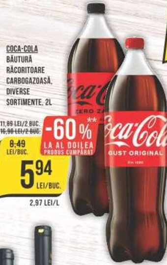 Mega Image COCA-COLA BAUTURA RACORITOARE CARBOGAZOASĂ, DIVERSE SORTIMENTE 2L Ofertă