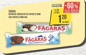 Mega Image BATON DE CIOCOLATĂ CU STAFIDE ȘI ROM 45G/COCOS ȘI ROM 406 Ofertă
