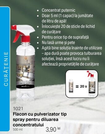 Flacon cu pulverizator tip spray pentru diluarea concentratului