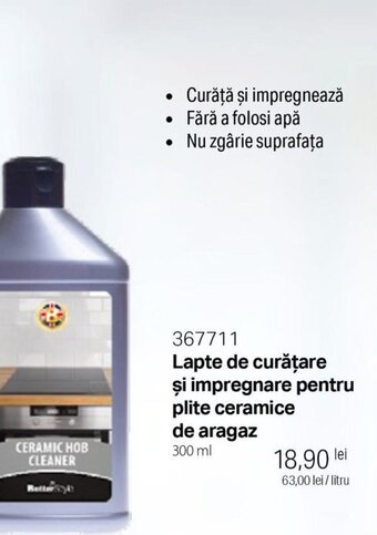 Lapte de curățare şi impregnare pentru plite ceramice de aragaz