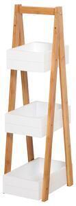 Favi Homcom raft cu 3 etajere dulapior pentru baie cu economisire spatiu si multifunctional din lemn mdf si bambus 21x30x81cm, alb Ofertă