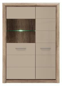 Favi Dulap cu vitrina stejar monument-nisipiu lucios koen 2, 98.5x40x138 cm Ofertă