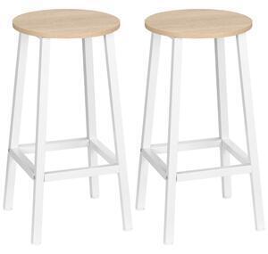 Favi Set 2 scaune de bar homcom, de bucatarie cu suport pentru picioare, alb natural | aosom ro Ofertă