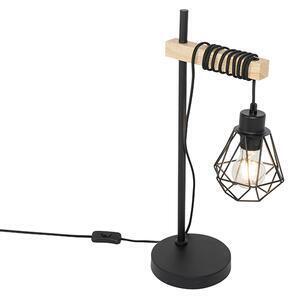 Lampa de masa country neagra cu lemn - chon