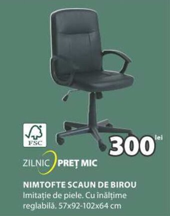 JYSK NIMTOFTE SCAUN DE BIROU Imitaţie de piele. Cu înălţime reglabilă. 57x92-102x64 cm Ofertă