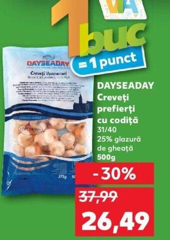 Kaufland DAYSEADAY Creveţi prefierţi cu codiță 31/40 Ofertă