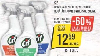 CIF DEGRESANT/DETERGENT PENTRU BUCĂTĂRIE/BAIE UNIVERSAL, 500ML