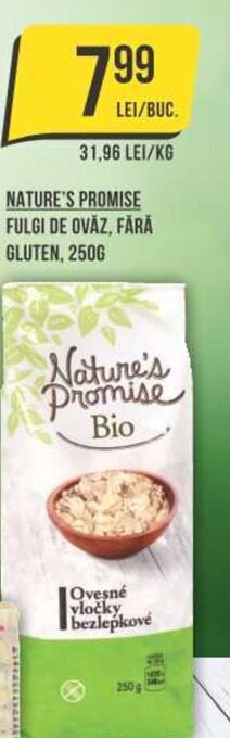 Mega Image NATURE'S PROMISE FULGI DE OVĂZ, FĂRĂ GLUTEN, 250G Ofertă