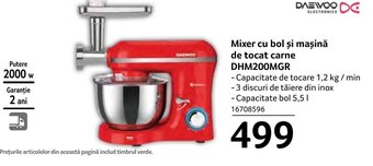 Selgros Mixer cu bol și mașină de tocat carne DHM200MGR Ofertă