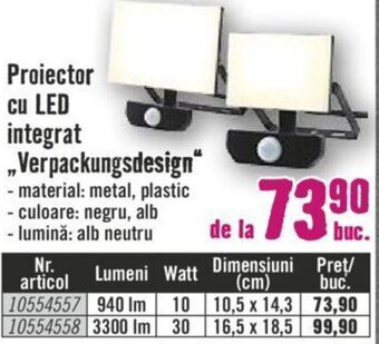Hornbach Proiector cu LED integrat ,,Verpackungsdesign" Ofertă