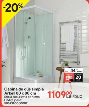 Brico Depôt Cabină de duş simplă Arkell 80 x 80 cm Ofertă