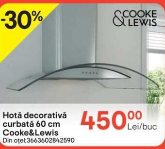 Brico Depôt Hotă decorativă curbată 60 cm Cooke&Lewis Din otel:3663602842590 Ofertă