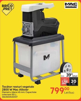 Brico Depôt Tocător resturi vegetale 2800 W Mac Allister Ofertă