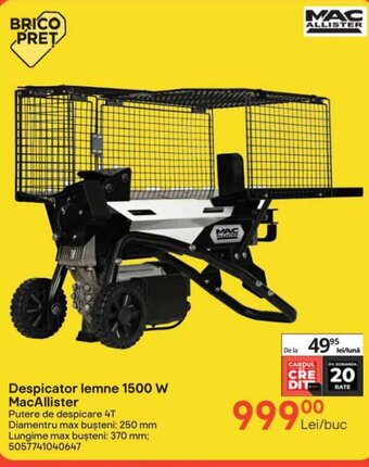 Brico Depôt Despicator lemne 1500 W MacAllister Ofertă