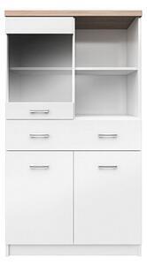 Favi Comoda inalta cu vitrina alba top mix, 80x33x145 cm Ofertă