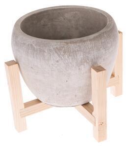 Favi Ghiveci din beton cu suport din lemn dakls natural, ø 19 cm, gri Ofertă