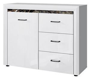 Favi Comoda whiteblack, alb, mdf, cu o usa si 3 sertare, 115.8x40.3x92.2 cm Ofertă