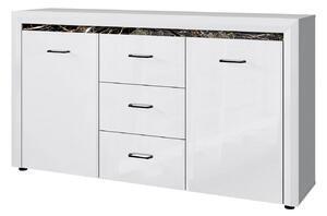 Favi Comoda whiteblack, alb, mdf, cu 2 usi si 3 sertare, 166.6x40.3x92.2 cm Ofertă