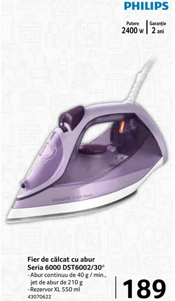 Selgros Fier de călcat cu abur Seria 6000 DST6002/30* Ofertă