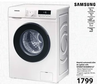 Selgros Maşină automată slim de spălat rufe WW80T304MBW/LE Ofertă