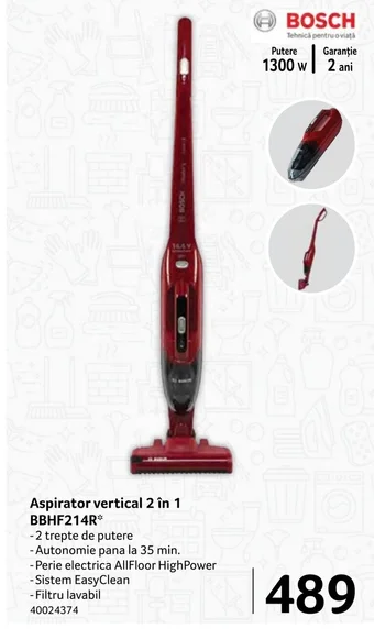 Selgros Aspirator vertical 2 în 1 BBHF214R** Ofertă