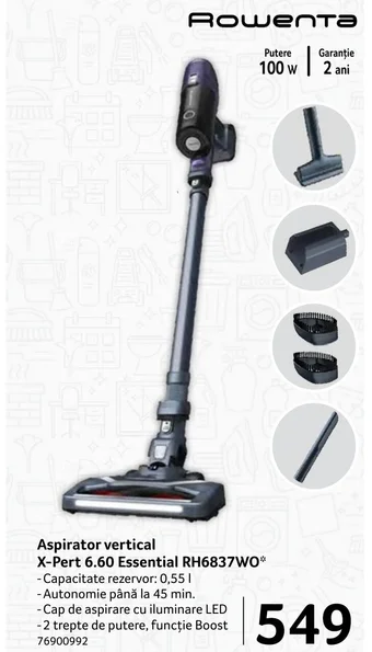 Selgros Aspirator vertical X-Pert 6.60 Essential RH6837WO* Ofertă