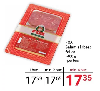Selgros FOX Salam sârbesc feliat Ofertă