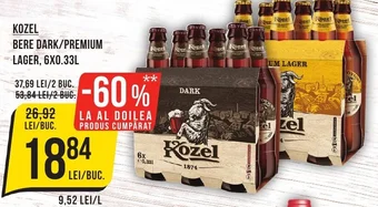 Mega Image KOZEL BERE DARK/PREMIUM LAGER, 6X0.33L Ofertă