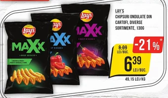Mega Image LAY'S CHIPSURI ONDULATE DIN CARTOFI, DIVERSE SORTIMENTE, 130G Ofertă