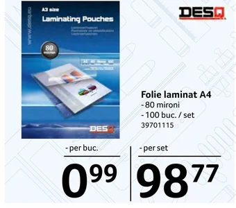 Selgros Folie laminat A4 Ofertă