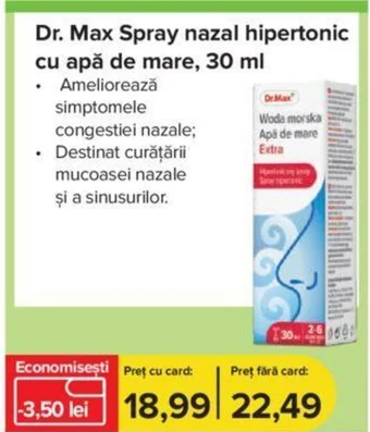 Dr.Max Dr. Max Spray nazal hipertonic cu apă de mare, 30 ml Ofertă