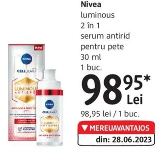 DM Nivea luminous 2 în 1 serum antirid pentru pete Ofertă