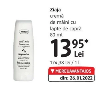 DM Ziaja cremă de mâini cu lapte de capră 80 ml Ofertă