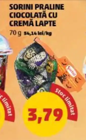 Penny SORINI PRALINE CIOCOLATĂ CU CREMĂ LAPTE 70 g 54,14 lei/kg Ofertă