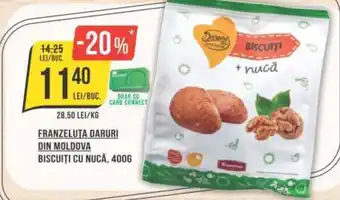 Mega Image FRANZELUTA DARURI DIN MOLDOVA BISCUITI CU NUCĂ, 400G Ofertă