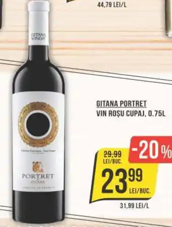 Mega Image GITANA PORTRET VIN ROȘU CUPAJ, 0.75L Ofertă
