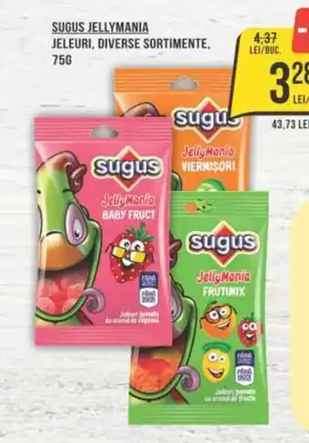 Mega Image SUGUS JELLYMANIA JELEURI, DIVERSE SORTIMENTE, 75G Ofertă