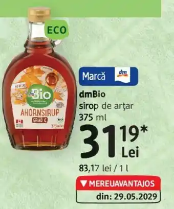 DM dmBio sirop de artar Ofertă