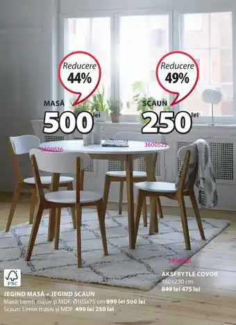 JYSK JEGIND MASĂ + JEGIND SCAUN Ofertă