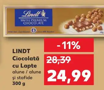 Kaufland LINDT Ciocolată cu Lapte alune / alune şi stafide 300 g Ofertă