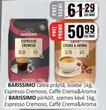 CBA BARISSIMO cafea prăjită, boabe 1kg, Espresso Cremoso, Caffé Crema&Aroma Ofertă