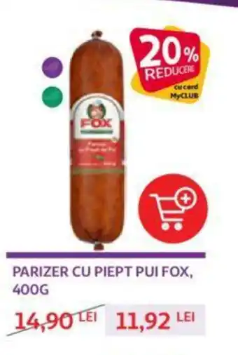 Auchan PARIZER CU PIEPT PUI FOX, 400G Ofertă