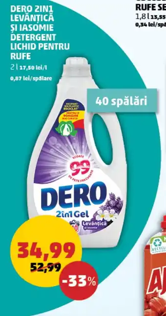 Penny DERO 2IN1 LEVĂNŢICĂ ȘI IASOMIE DETERGENT LICHID PENTRU RUFE Ofertă