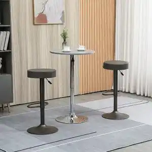 Set 2 scaune de bar homcom, pivotante cu inaltime reglabila, 35x36x64-85cm, gri | aosom ro